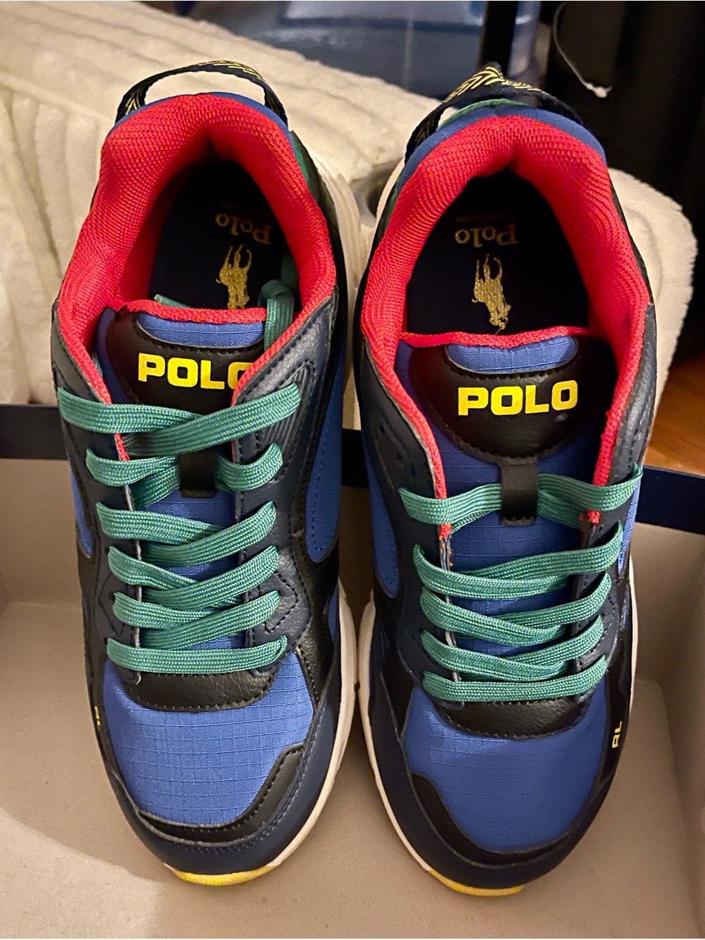 Polo by Ralph Lauren Kids Blue & Black Athletic Sneakers with Pink Lining